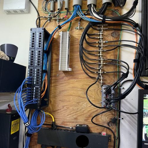 Electrician working on electrical panel